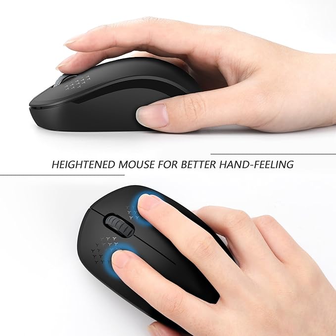 seenda Wireless Mouse - 2.4G Cordless Mice with USB Nano Receiver Computer Mouse with Noiseless Click for Laptop, PC, Tablet, Computer, and Mac - Black