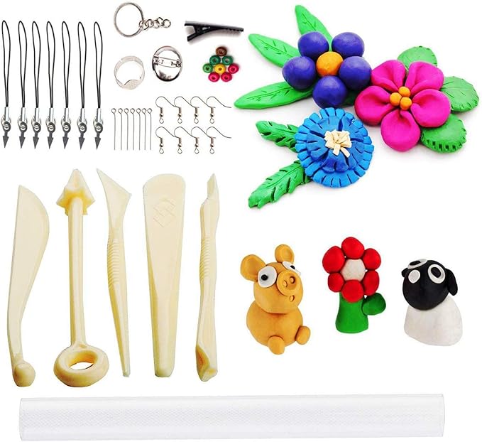 CiaraQ Polymer Clay Starter Kit with Sculpting Tools, 50 Colors Oven Bake Modeling Clay for Kids and Beginners