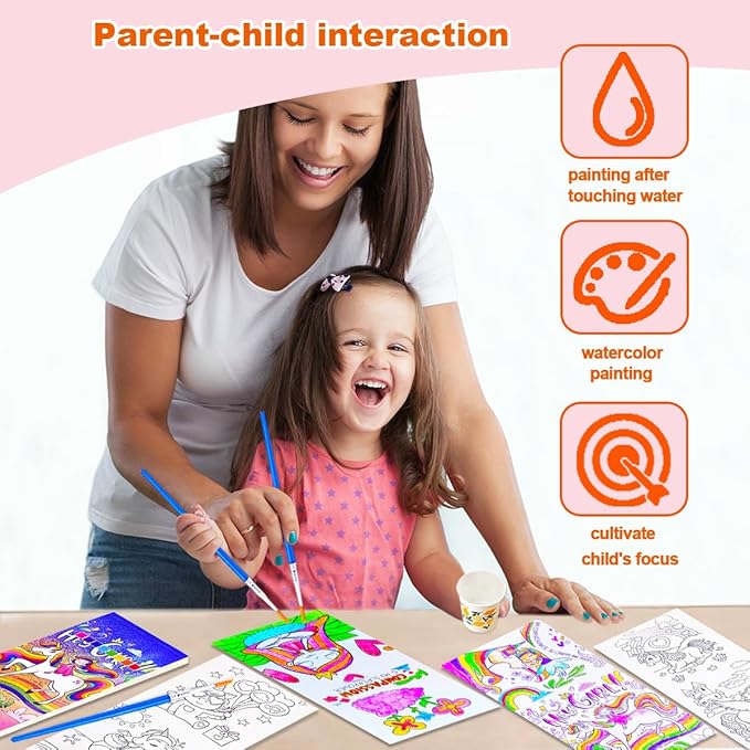 BAOXUE Water Color Paint Sets for Kids, Pocket Watercolor Painting coloring Book, Paint With Water Books for Kids Ages 4-8, Art Craft Set for Girls Boys Drawing with Brush