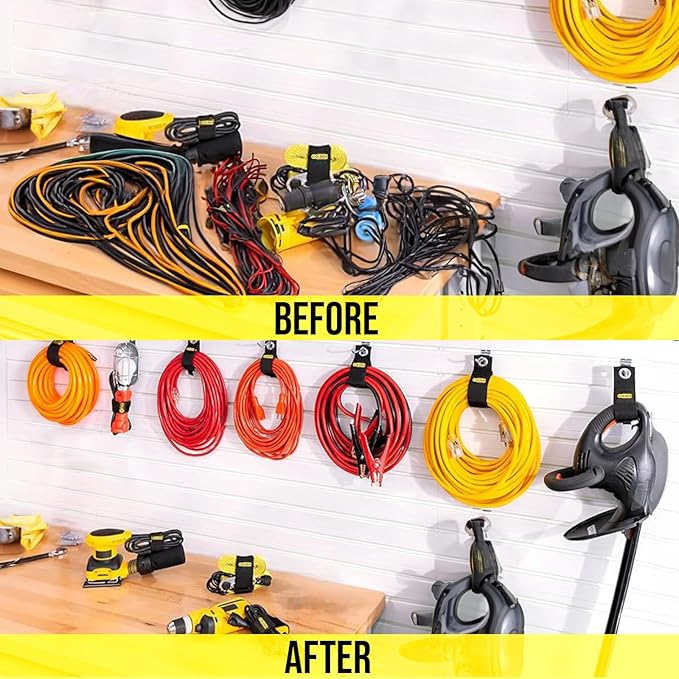 COLSEN Storage Strap – 15 inch large Heavy Duty Garage Organization Cable Keeper Wire Holder Outdoor rope strap Hose Hanger for extension cords RV Organizers Garden Anchor Marine Workshop (6Pack)