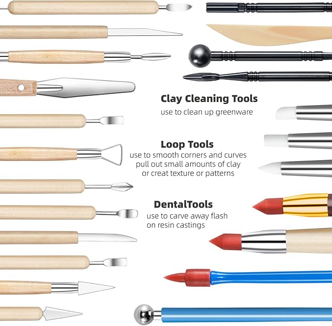 Clay Sculpting Tools,Air Dry Clay Tools,Pottery Tools,44 Pcs Double Sided Polymer Clay Tools Kit，Ceramics Tools，Modeling Clay Tools with Carrying Case Bag