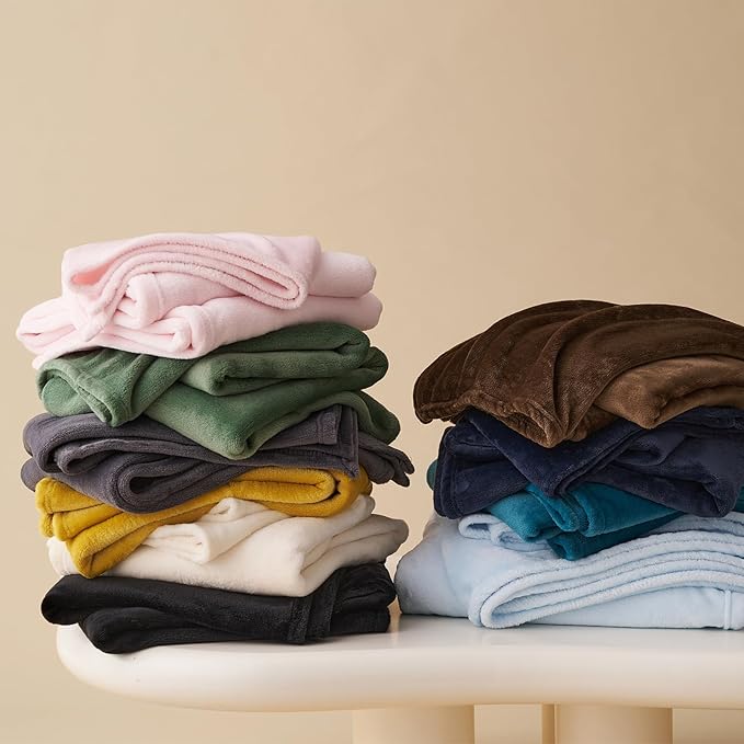 CozyLux Fleece Bed Blankets Throw XL Size Teal - 300GSM Soft Lightweight Cozy Plush Fuzzy Microfiber Flannel Blanket for Travel Camping Chair and Sofa, 50x70 inches