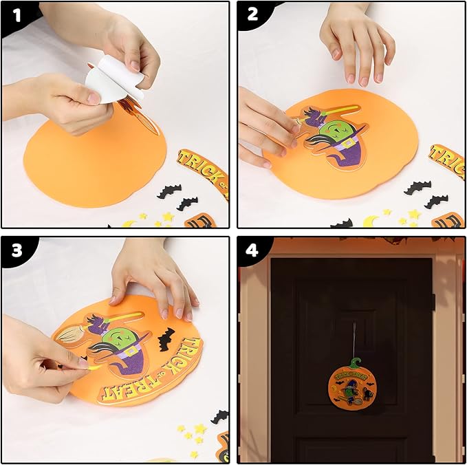 JOYIN Halloween Foam Craft Kit, Party Favors for Kids, Art Crafts with 3D Haunted House, Photo Frame, 2 Halloween Characters Decor, Glasses, Trick or Treat Door Sign Hanger, School Activities Games