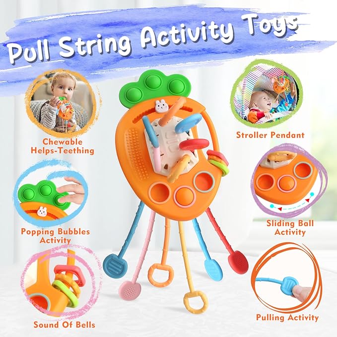 5 in 1 Montessori Baby Toy Set for Toddler Aged 6+ Month - Fine Motor Skill Learning Toys for Baby Grasp & Hand-Eye Coordination. Early STEM Gift Toy for Boys Girls 1 2 3 Years Old
