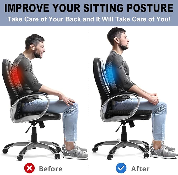 Gel Seat Cushion for Long Sitting Pressure Relief - Non-Slip Gel Chair Cushions for Back, Sciatica, Tailbone Pain Relief - Seat Cushion for Office Desk Chair, Car Seat – Wheelchair Cushions