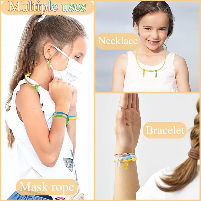 Fidget Toys Zipper Bracelets for Kids 30 Pieces Bulk Sensory Party Favor Friendship Bracelets Gift for Boys Girls Valentine Birthday Party Goodie Bag Fillers Easter Basket Stuffer Gift Fidget Bracelet