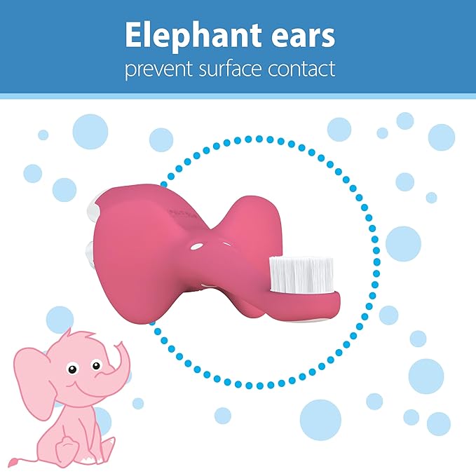 Dr. Brown's Infant-to-Toddler Training Toothbrush, Soft for Baby's First Teeth, Pink Elephant, 0-3 Years (Colors/Styles May Vary)