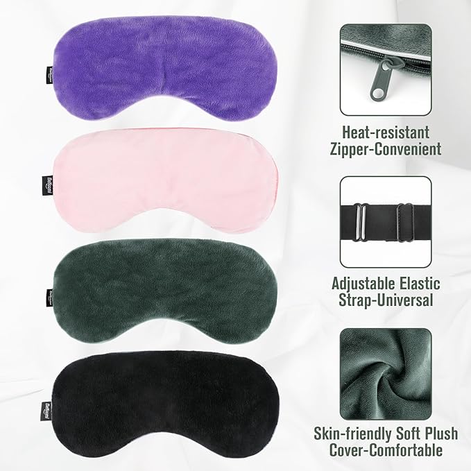 BeHoomi Heated Eye Mask Warm Compress for Eyes, Soothing Weighted Eye Mask for Sleeping, Microwave Moist Heating Pad Hot Compress for Eyes Relaxation, Reusable Sleep Mask for Home, Office (Grey)