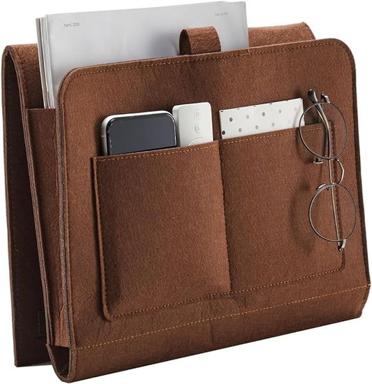 YOUDENOVA Bedside Caddy, Bedside Organizer for Dorm Room, Bunk Bed, Brown