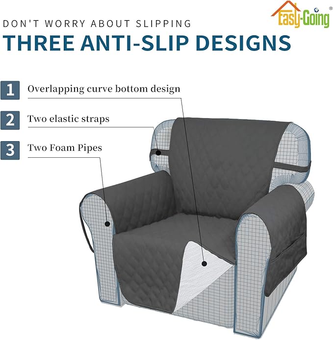 Easy-Going Sofa Slipcover Oversized Sofa Cover Waterproof Couch Cover Furniture Protector Cover Pets Covers Washable Non-Slip Fabric Pets Kids Children Dog Cat (Oversized Sofa, Dark Gray)