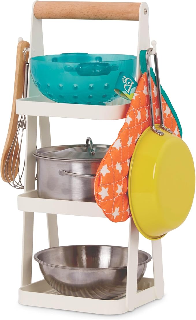 B. toys- Mini Chef - Pot & Pan Playset- Pretend Play Kitchen Accessories – Pot, Pan & Role-Play Cookware – Cooking Toys for Kids – Pretend Play Set – 3 Years + (9 Pcs)