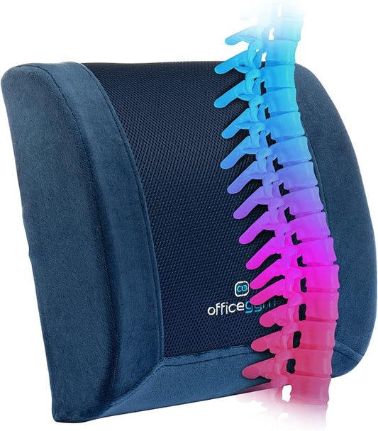 Lumbar Support Pillow – Memory Foam Back Cushion for Lower Back Pain Relief – Ergonomic Lumbar Pillow for Office Chair, Car & Couch – Back Support Pillow for Sitting Comfort