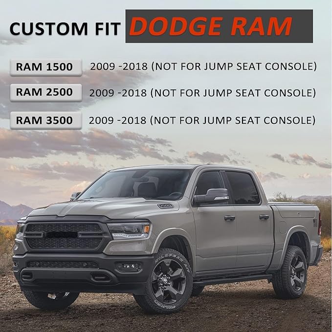 GIANT PANDA Center Console Cover Armrest Cover Cushion Fits Dodge RAM 1500 2500 3500 2009 2010 2011 2012 2013 2014 2015 2016 2017 2018, Scratch Resistant and Waterproof, Neoprene, Black