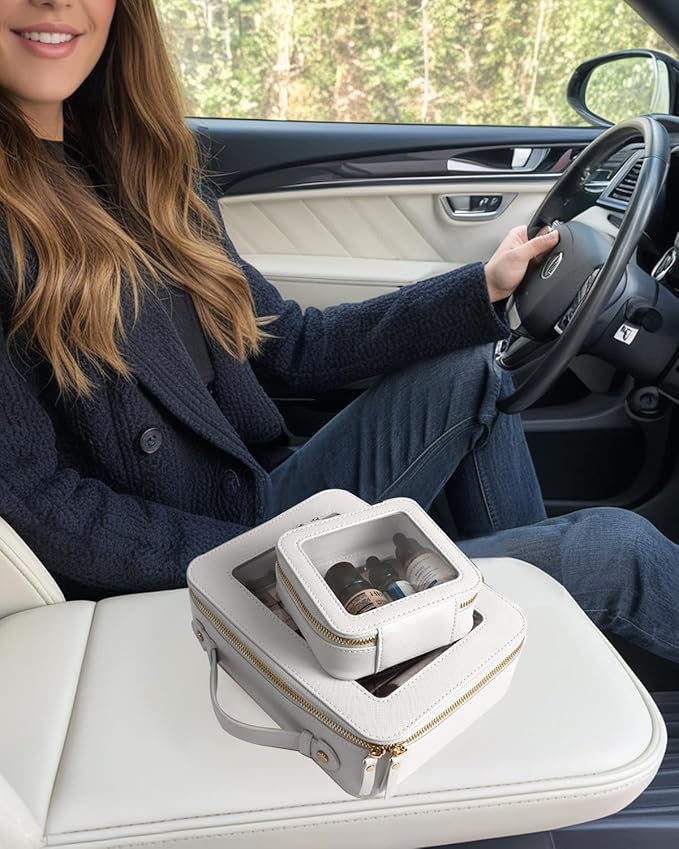 FFpaw Travel Clear Makeup Bag Set, TSA Approved Cosmetic Bag Case with Zipper Portable Makeup Pouch Toiletry Bag Women Traveling Cosmetic Organizer Storage Bag Car Organizer Car Essentials for Women