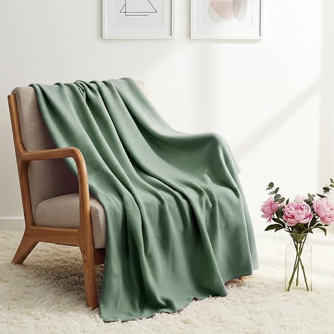 Kinlop Fleece Blanket Bulk 60 x 50 Inch Soft Lightweight Fleece Cozy Blanket Warm Throw Plush Pet Throw for Bed Couch Sofa Home Office Wedding Gifts Travel Camping(Gray Green,40 Packs)
