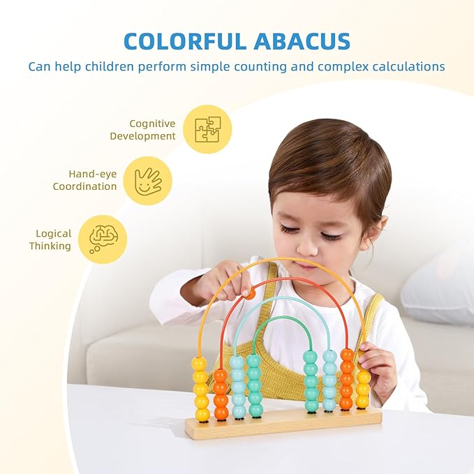 Montessori Toys for 2 Year Old, 7 in 1 Early Educationa Toy with Busy Book, Matching Eggs, Stacking Toys, Abacus for Kids Math and More, Nice Fine Motor Skill and Brain Development for Kids