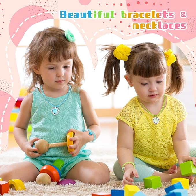 7 Sets Girl Dress up Jewelry Toddler Jewelry Princess Bracelet Necklaces Kids Costume Jewelry Set for Girl Tea Costume Party