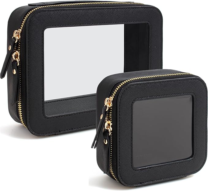 FFpaw Travel Clear Makeup Bag Set, TSA Approved Cosmetic Bag Case with Zipper Portable Makeup Pouch Toiletry Bag Women Traveling Cosmetic Organizer Storage Bag Car Organizer Car Essentials for Women