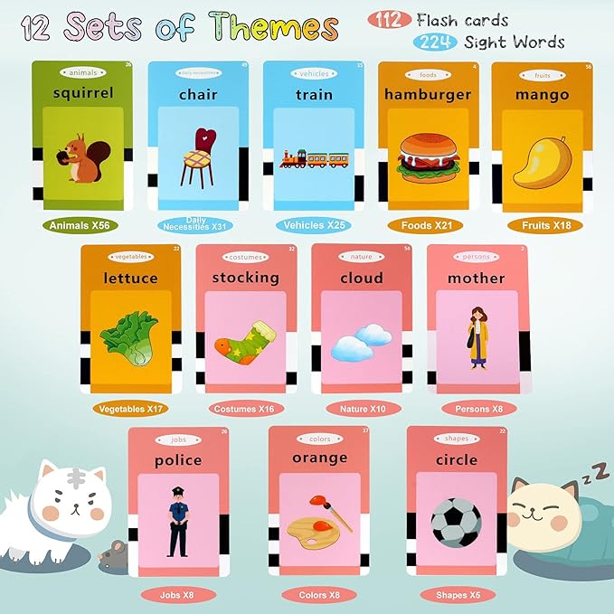 FREE TO FLY Talking Flash Cards Toddler Learning Toys for 2 3 4 5 6 Year Old Girls Boys: Speech Therapy Toys Autism Sensory Toys Preschool Educational Kids Toys 224 Sight Words Birthday Gifts