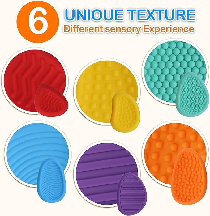 Fidget Toys Sensory Stone for Kids,Textured Fidget Toys Bracelet Textured Soft Worry Stone for Autism Kids Calming,Fidget Stress Toys for Students Anxiety Relief,Small Prizes Fidget Toys (6+1PCS)