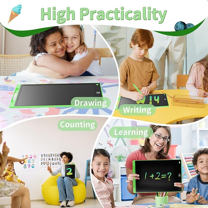 [4 Pack] Genialba LCD Writing Tablet 8.5-Inch Colorful Doodle Board, Toddler Learning Educational Toys Gifts for 3-8 Years Old Girls and Boys, Electronic Drawing Pad for Kids (Pink&Blue&Green&Purple)