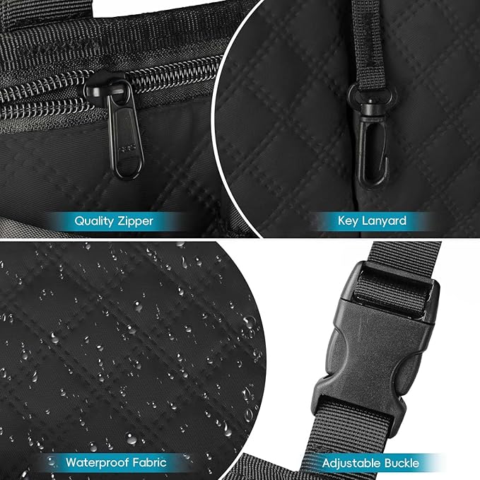 Wheelchair Bag with Cup Holder, Wheelchair Accessories Armrest Side Bag Multi Pockets Pouch for Electric Wheelchairs, Walker, Rollators & Mobility Scooters, Adults, Seniors, Black