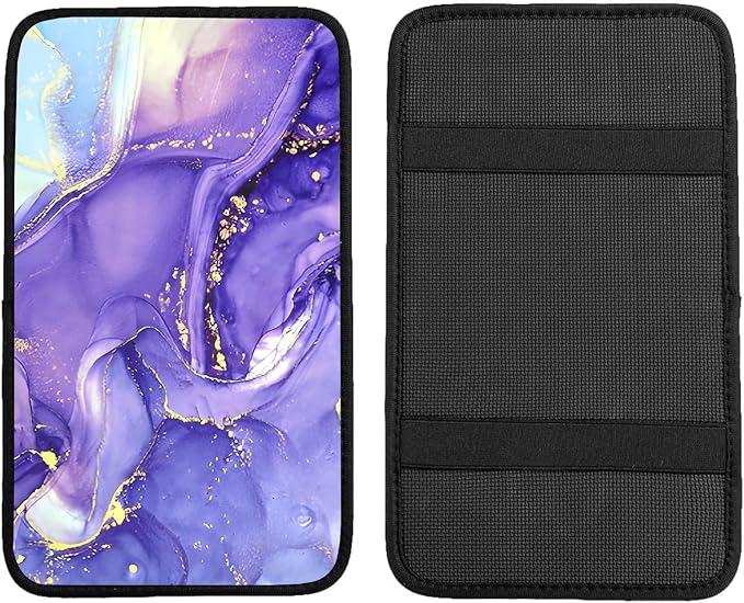 Adastrah Car Armrest Box Pad,Purple Marble Car Armrest Pad Car Armrest Cover Protector for Most Vehicle, SUV, Truck, Car