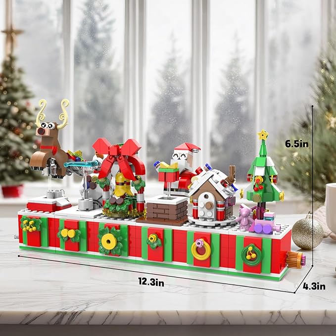 Christmas Building Blocks Sets Rotating Christmas Santa Building Sets for Kids 2024 Christmas Kits Small Xmas Building Brick Toys Gifts for Adults Teens Kids Girls Boys Ages 6+(139PCS Small Size)