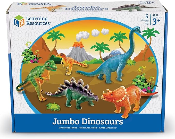 Learning Resources Jumbo Dinosaurs - Toddler Learning Toys, Dinosaurs Toys for Kids Ages 3+, Dinosaur Games