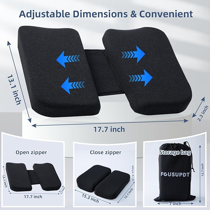 Adjustable Seat Cushion, Memory Foam Seat Cushion for Office Chair, Car Seat Cushion, Foldable Travel Cushion for Tailbone Pain, Sciatica Pain Relief, Lifting Cushion for Sitting, Resting, Traveling