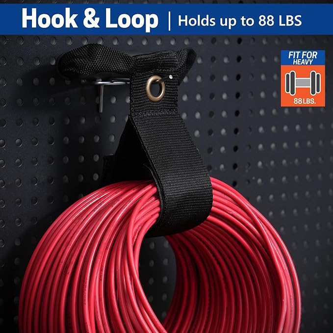 WISEPRO 4 Pack Extension Cord Holder Organizer, 19 Inch & 24 Inch Adjustable Hook and Loop Cable Storage Straps with Handle for Garage Electrical Cords Cable Rope Hose Organizers and Storage