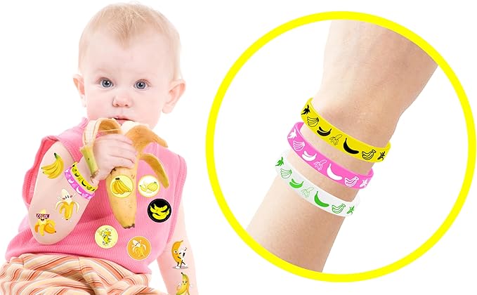 24PCS Banana Rubber Bracelets Silicones Wristbands Fruit Party Themed Birthday Baby Party Favors Supplies Decorations