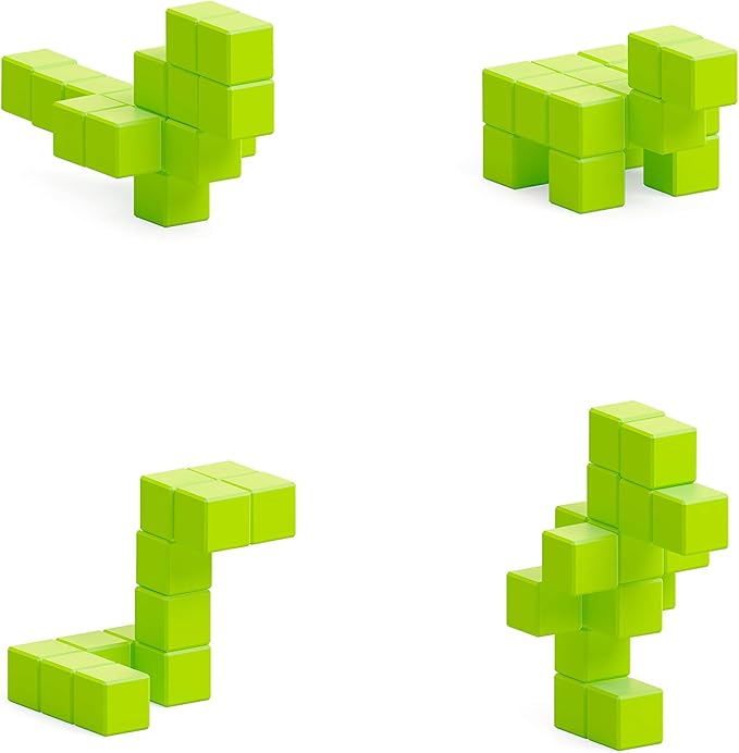 PIXIO-16 Light Green Color Series Magnetic Blocks Building Set 16pcs with Free App, Stress Relief Building Blocks, Magnets for Kids, Pixel Art Desk Toy, Fidget Toys