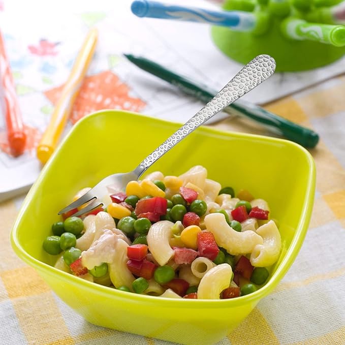 HaWare 9-Piece Toddler Kids Silverware Flatware Set, Stainless Steel Hammered(Adult Look) Preschooler Eating Utensils, Adult Diet Tableware, Includes 3 Spoons 3 Forks 3 Butter Knives, Dishwasher Safe