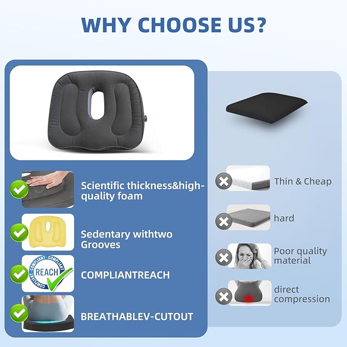 Sondor Travel Cushion,Air Seat Cushion,Evolution Cushion Portable & Lightweight Inflatable Seat Cushion - Ideal for Airplane Chairs, School Bleachers, Stadium Seats, and Wheelchairs (Gray)