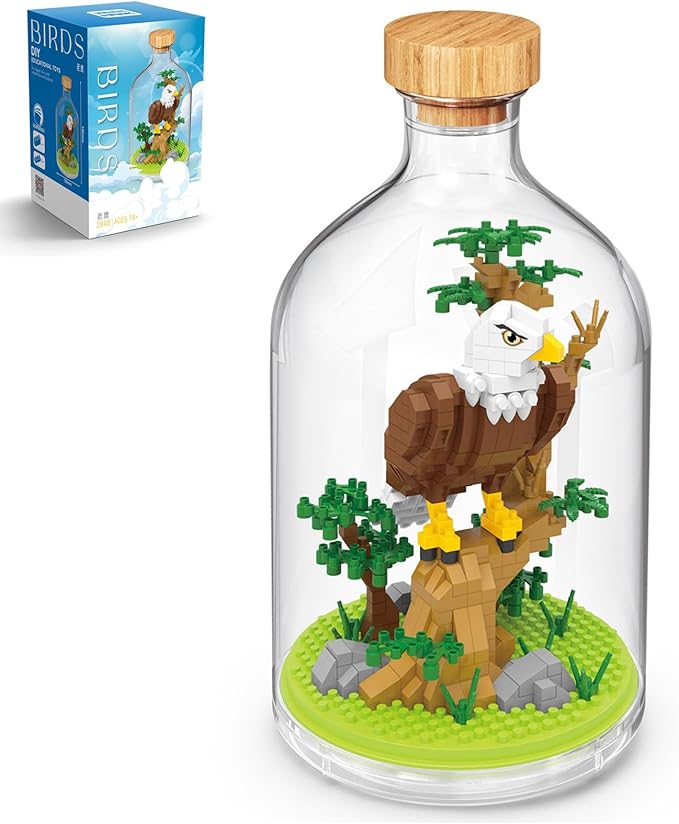 Thcbme Bird Animals Building Block Toy Set, Parrot, Swallow, Eagle, Creative Set to Build and Display, Compatible with Lego 6254100 Building Accessory, Great Gift for Kids with Ages 6+(Eagle 466pcs)