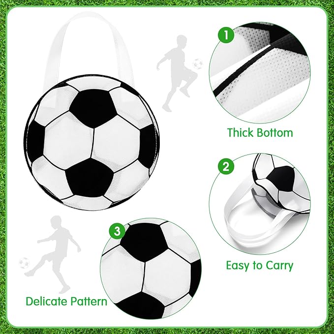 Aoriher 158 Pcs Soccer Party Favors Set Bulk Sport Non Woven Gift Bags Slap Bracelets Mini Bouncy Balls Toy Whistle Keychains Sticker Stampers for Sport Party Supplies(Soccer)