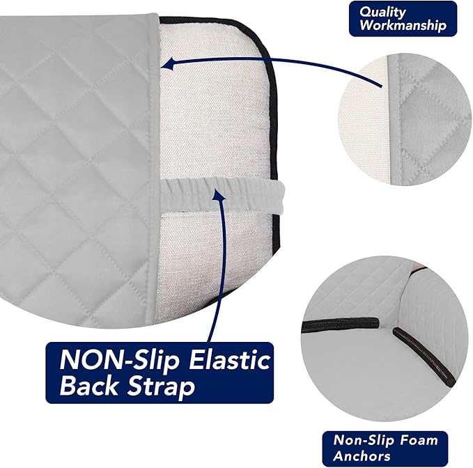 PureFit Reversible Quilted Sofa Cover, Water Resistant Slipcover Furniture Protector, Washable Couch Cover with Non Slip Foam and Elastic Straps for Kids, Pets (Sofa,Light Gray/Ivory) Large