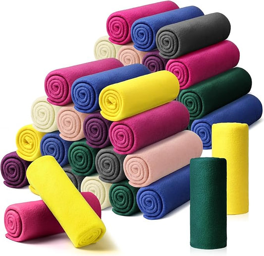Kinlop Fleece Blanket Bulk 60 x 50 Inch Soft Lightweight Fleece Cozy Blanket Warm Throw Plush Pet Throw for Bed Couch Sofa Home Office Wedding Gifts Travel Camping(Vibrant Color,40 Packs)