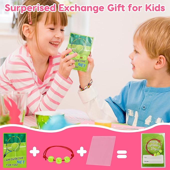 28 PCS Valentines Day Cards for Kids Adjustable Ball Charm Bracelets Toys Sports Valentines Party Favor Preschool Boys Ages 3-8 Classroom Exchange Valentine Day Gifts Football Basketball Bulk Prizes