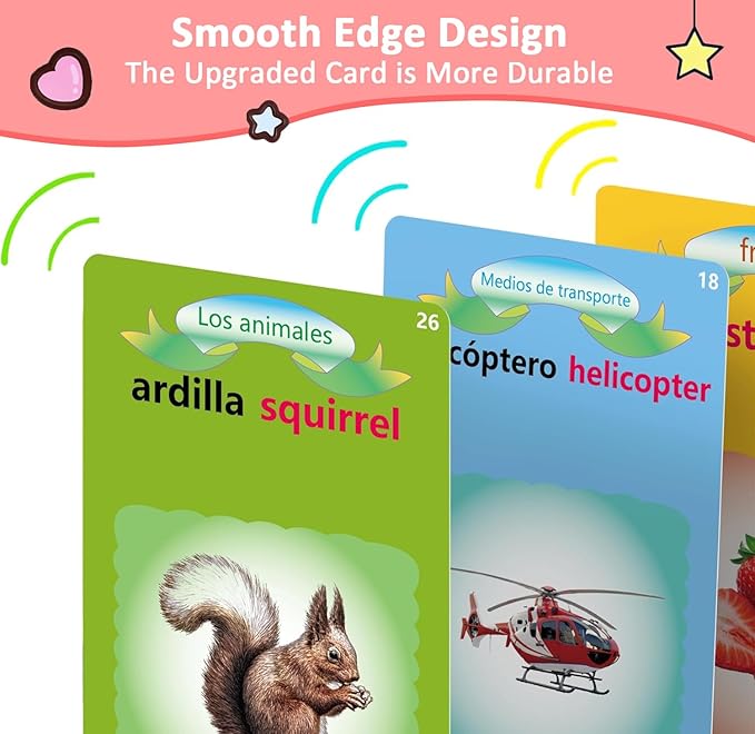Bilingual Talking Flash Cards,Spanish Toddler Toys for 2-6 Year Old Girls,Montessori Sensory Toys, Educational Learning Resources Toys, Speech Therapy Toys, Autism Sensory Toys for Autistic Children