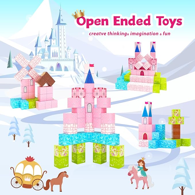 Updated Magnetic Blocks-Princess Toys, Creative Magnetic Building Blocks Toddler Toys, Birthday Gifts for Kids 3+ Years Old, STEM Montessori Sensory Toys for Boys & Girls Age 3-4 4-5 6-8