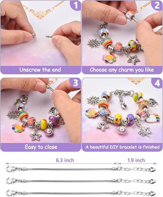 Anicco Jewelry Making Kit for Girls Age 8-12, with Pendant Charms, Bracelets and Necklace for DIY Crafts and Gifts