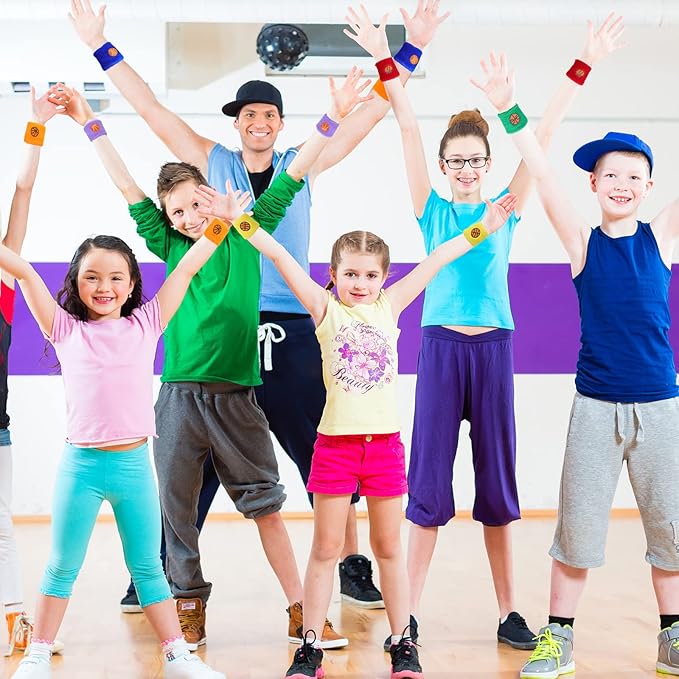 36 Pieces Sports Wristbands for Kids Colorful Baseball Wrist Sweatbands Acrylic Yarn Wrist Bands Sweat Bands for School Students Sports Basketball Birthday Party Favors Supplies, 6 Colors