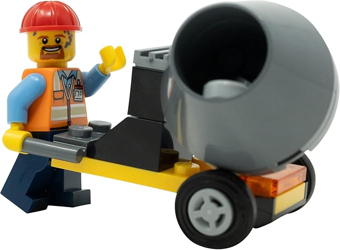 Lego City: Construction Worker Minifigure with Cement Mixer