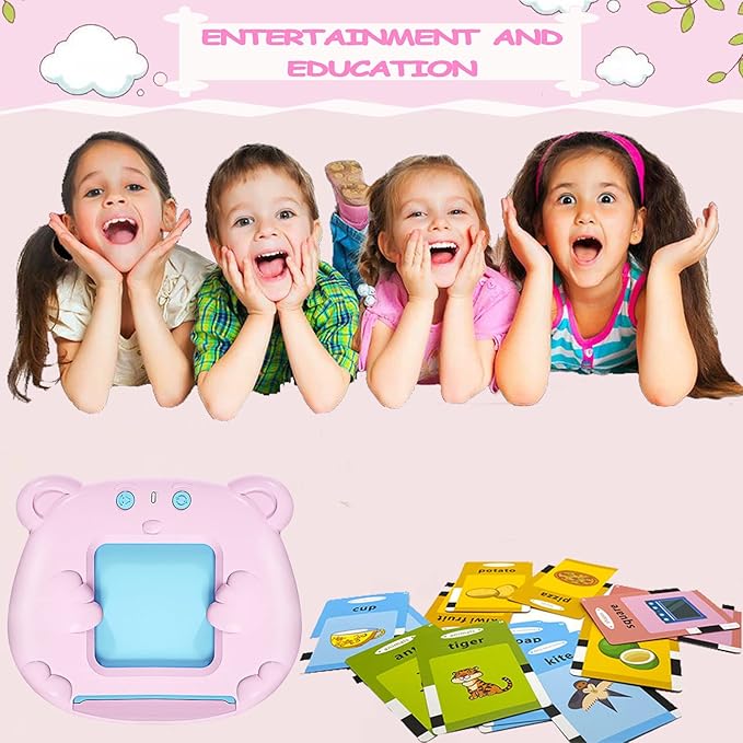 Talking Flash Cards Learning Toys for Toddlers 1-6 Years Old, Preschool Montessori Toys, Speech Therapy Toys Pocket Vocabulary Toy Autism Toys Gifts for Kids, Boys Girls(510 Words New Pink)