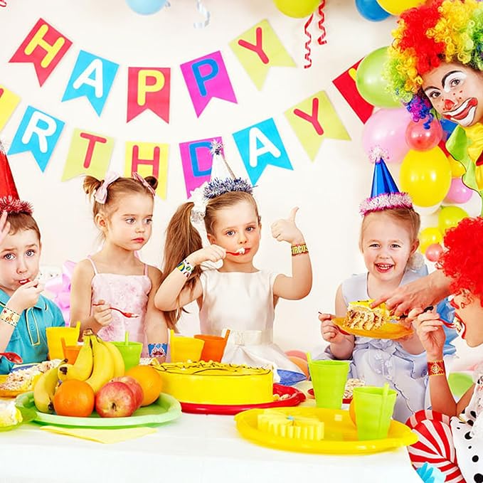 Carnival Party Favors 60 PCS Circus Carnival Clown Animal Slap Bracelets Wristbands for Kids Carnival Theme Birthday Party Decorations Supplies Baby Shower Classroom Rewards Gifts