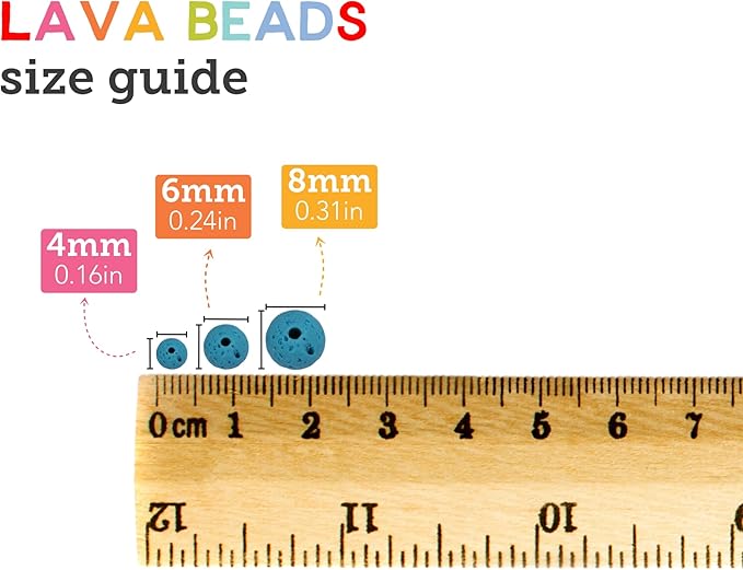 Incraftables Lava Beads Set for DIY Jewelry & Bracelet Making (1000pcs). Bulk Black & Colorful Assorted (4mm, 6mm & 8mm) Stone Rock Chakra Bead Kit for Essential Oils with Spacer Beads & Organizer