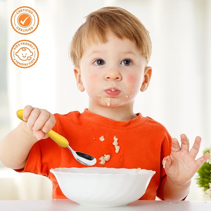 Lehoo Castle Toddler Fork and Spoon, 6pcs Toddler Utensils Kids Silverware, Safe Stainless Steel Toddler Fork Spoon Set, Children Flatware Set, Incudes 3 Spoons and 3 Forks (Engineering Vehicle)