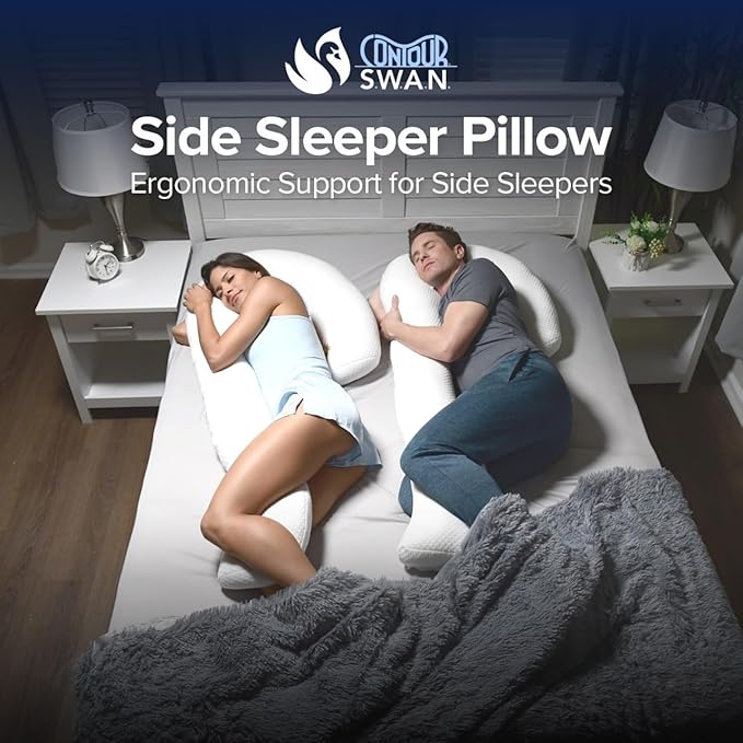 Contour Swan Original Body Pillow | Cozy, Huggable Pillow for Back, Hip, Knee, and Leg Relief | Total Comfort and Support for Side Sleepers | As Seen on TV